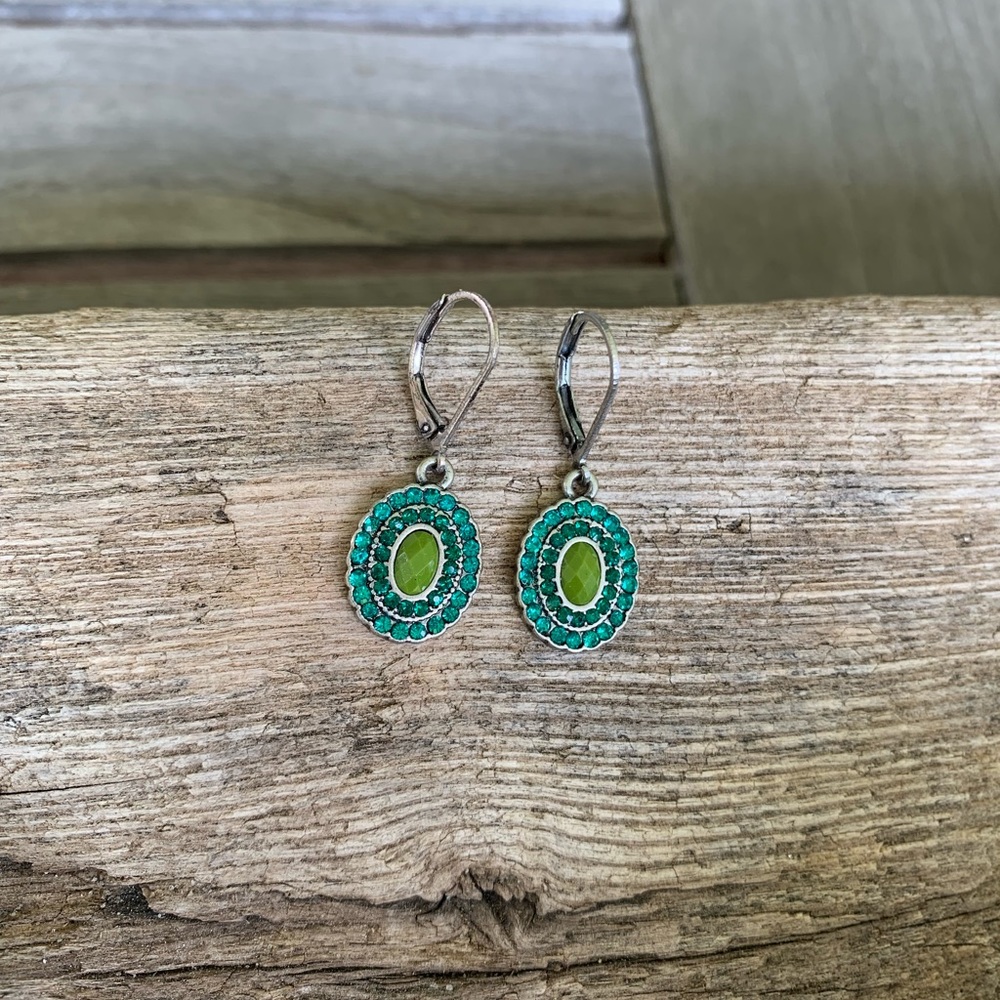 Glam teal and green earrings